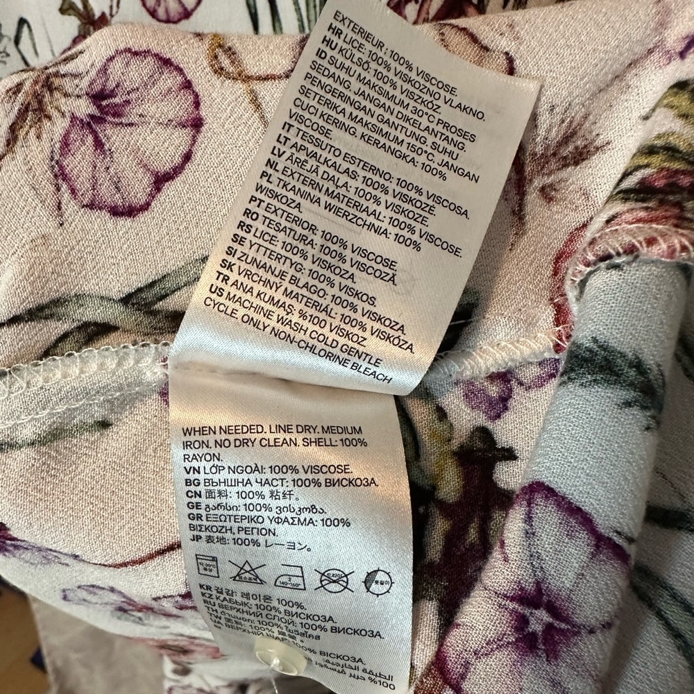 L.O.G.G. Label Of Graded Goods by H&M Long Sleeve White Floral Shift Dre… - Picture 7 of 8